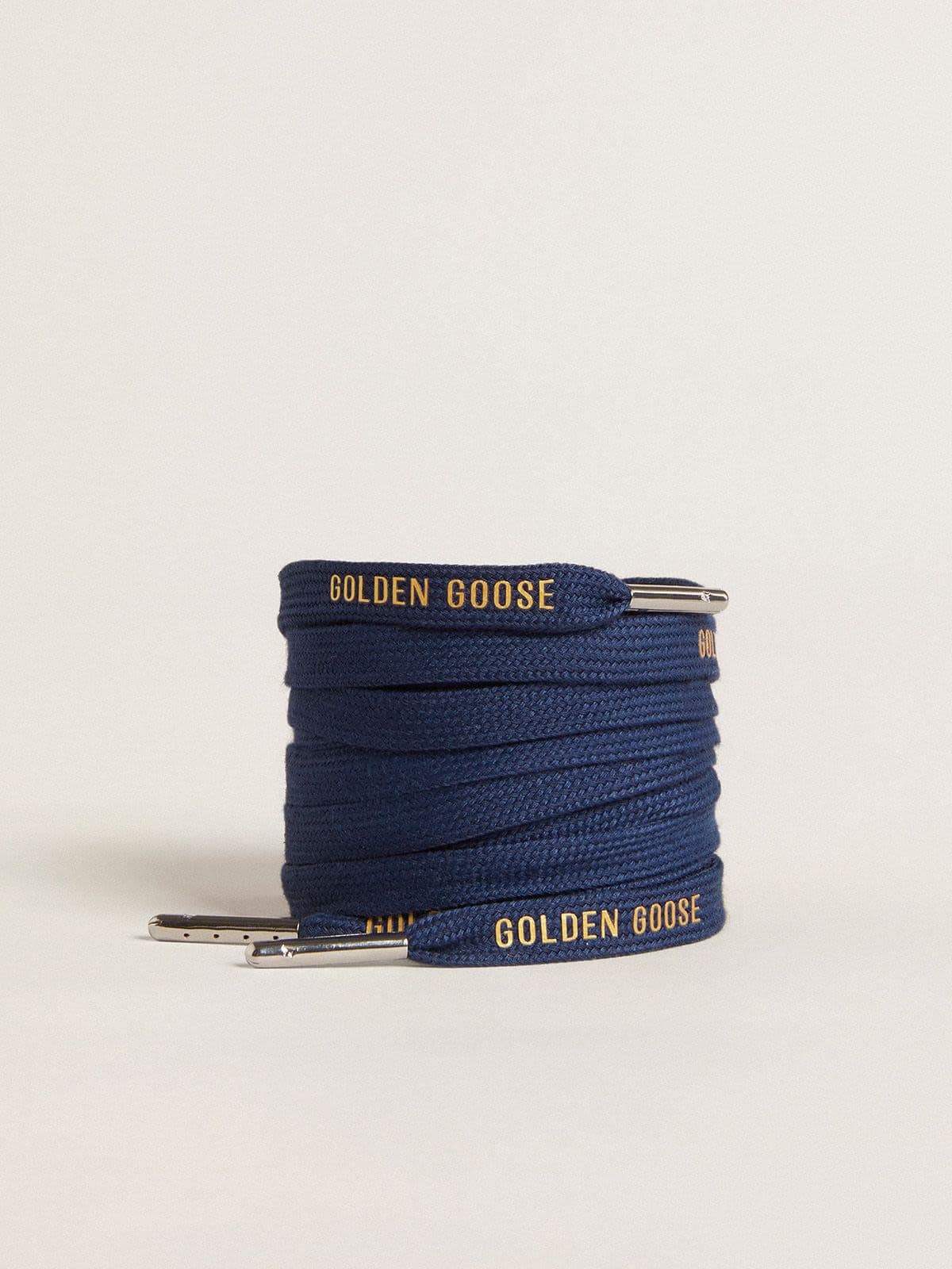 Golden Goose Lacci in cotone blu navy con logo dorato a contrasto