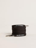 Golden Goose Lacci in cotone nero con logo argento a contrasto