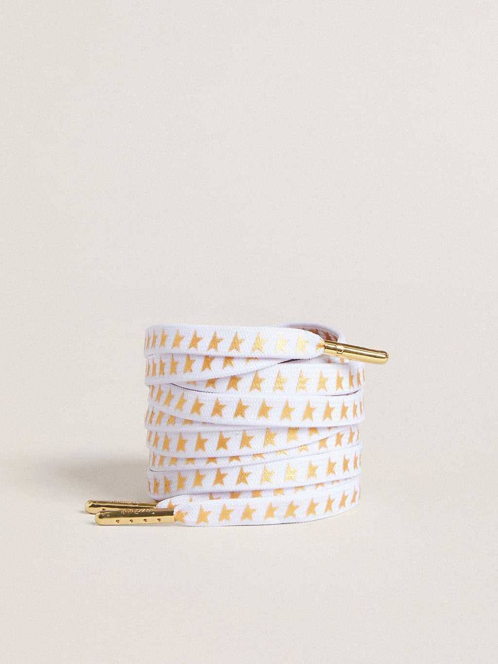 Golden Goose Lacci in cotone bianco con stelline dorate a contrasto