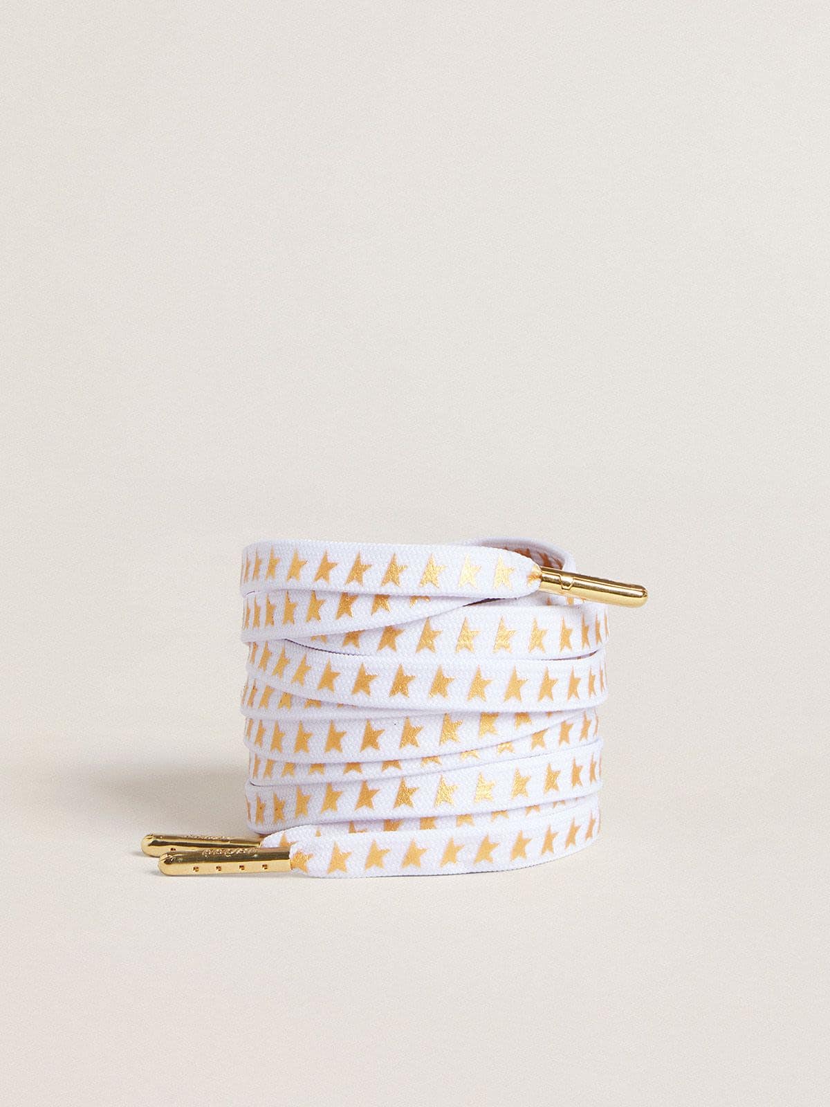 Golden Goose Lacci in cotone bianco con stelline dorate a contrasto