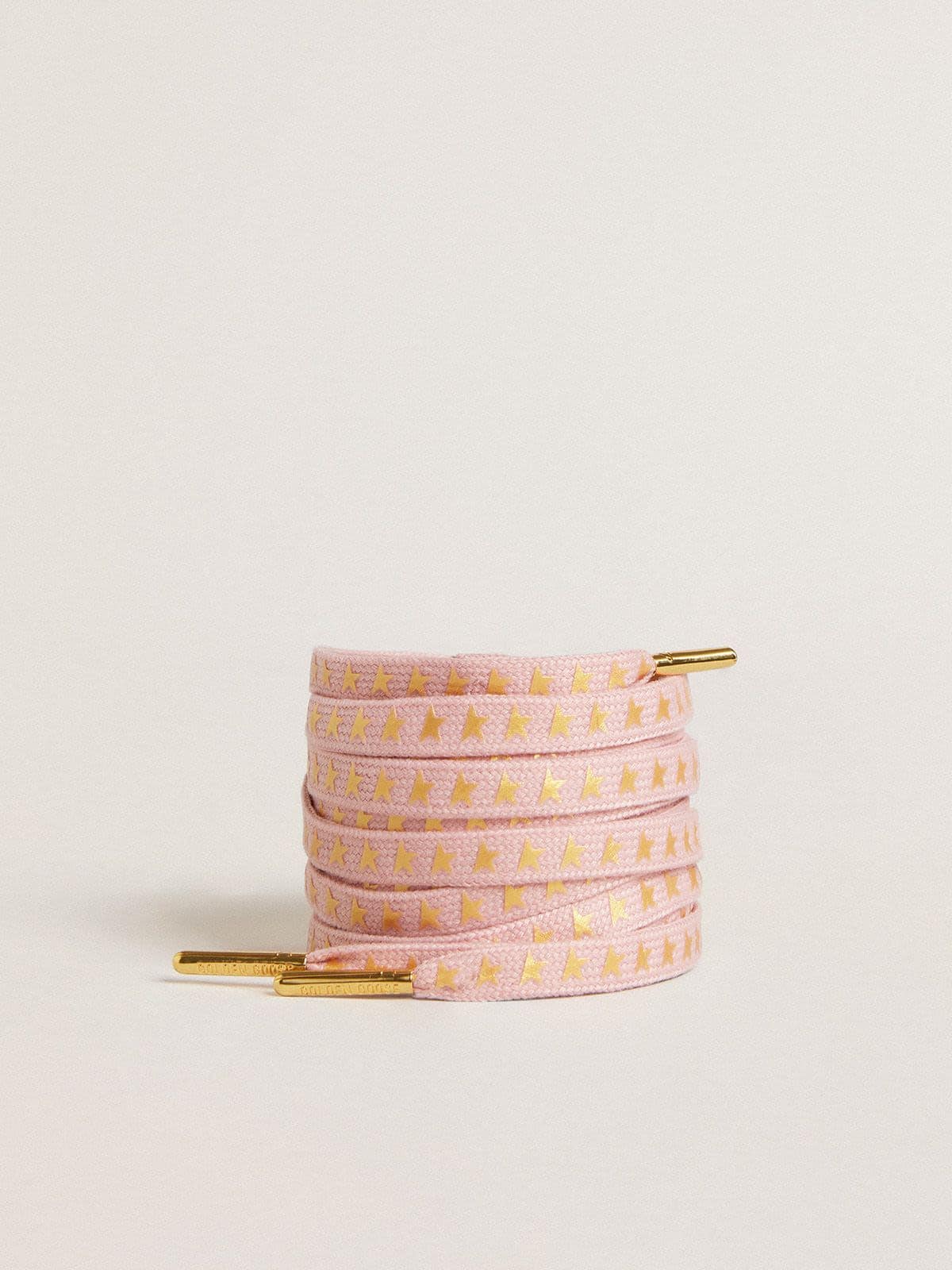 Golden Goose Lacci in cotone rosa con stelline dorate a contrasto