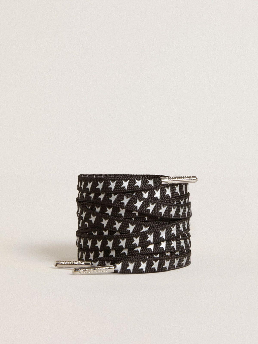 Golden Goose Lacci in cotone nero con stelline argento a contrasto