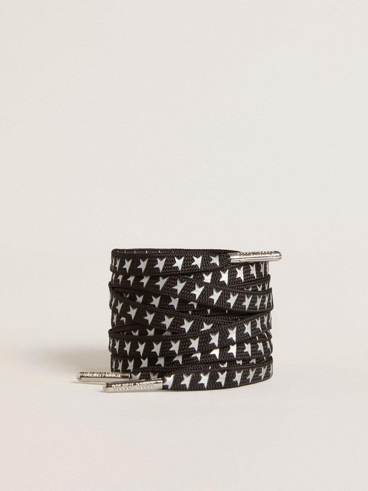 Golden Goose Lacci in cotone nero con stelline argento a contrasto