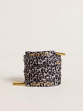 Golden Goose Lacci con stampa animalier grigia e nera con logo dorato a contrasto