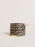 Golden Goose Lacci con stampa animalier grigia e nera con stelline dorate a contrasto