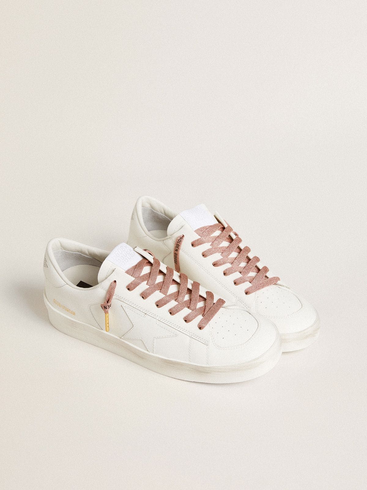 Golden Goose Lacci in lurex color rosa salmone con logo nero a contrasto