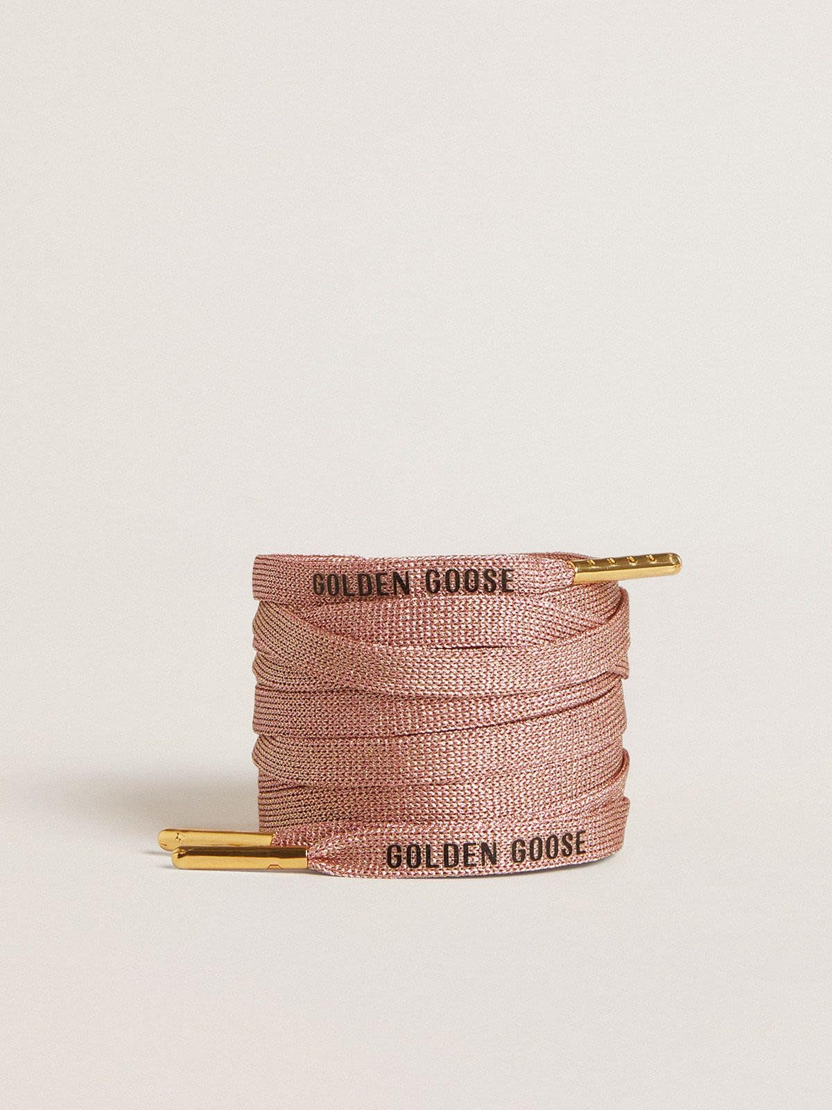 Golden Goose Lacci in lurex color rosa salmone con logo nero a contrasto
