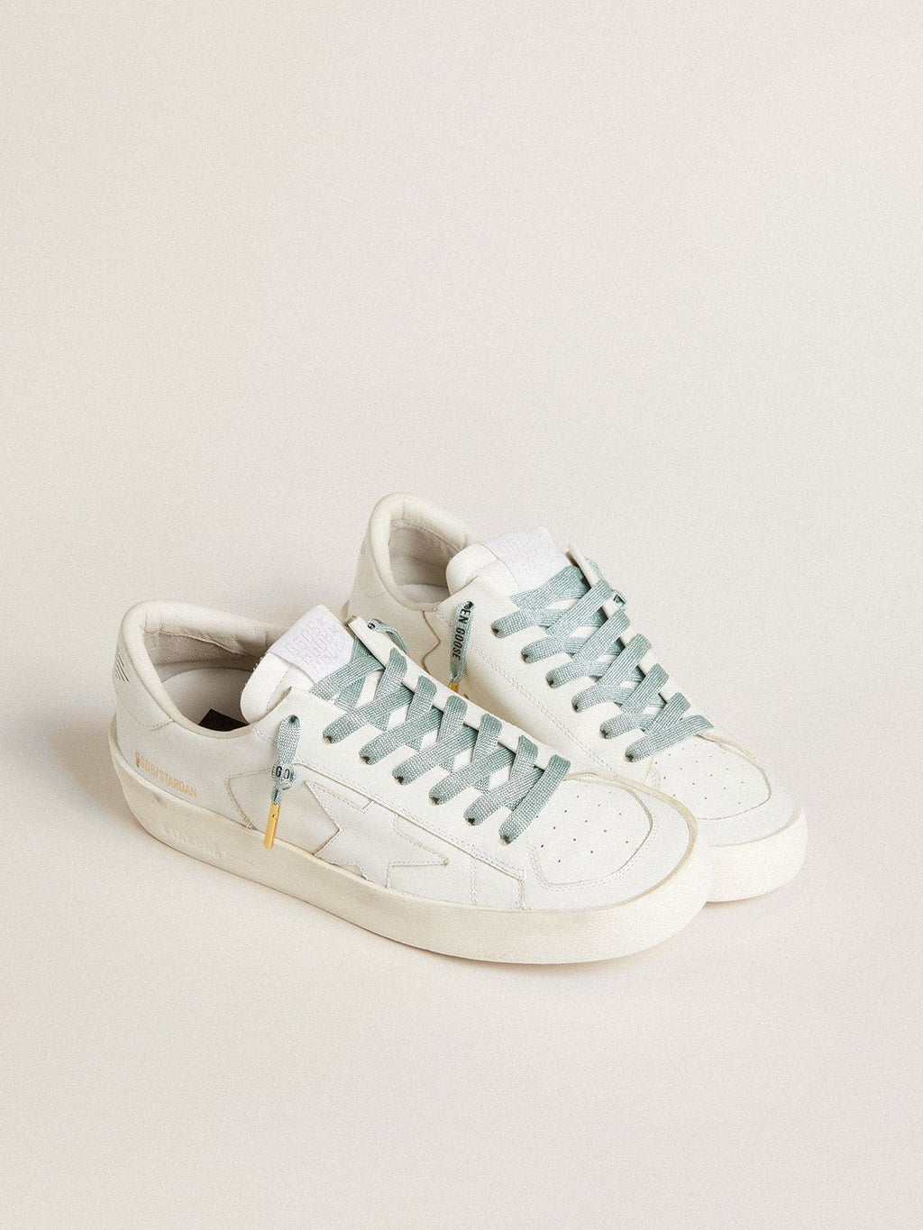 Golden Goose Lacci in lurex color grigio con logo nero a contrasto