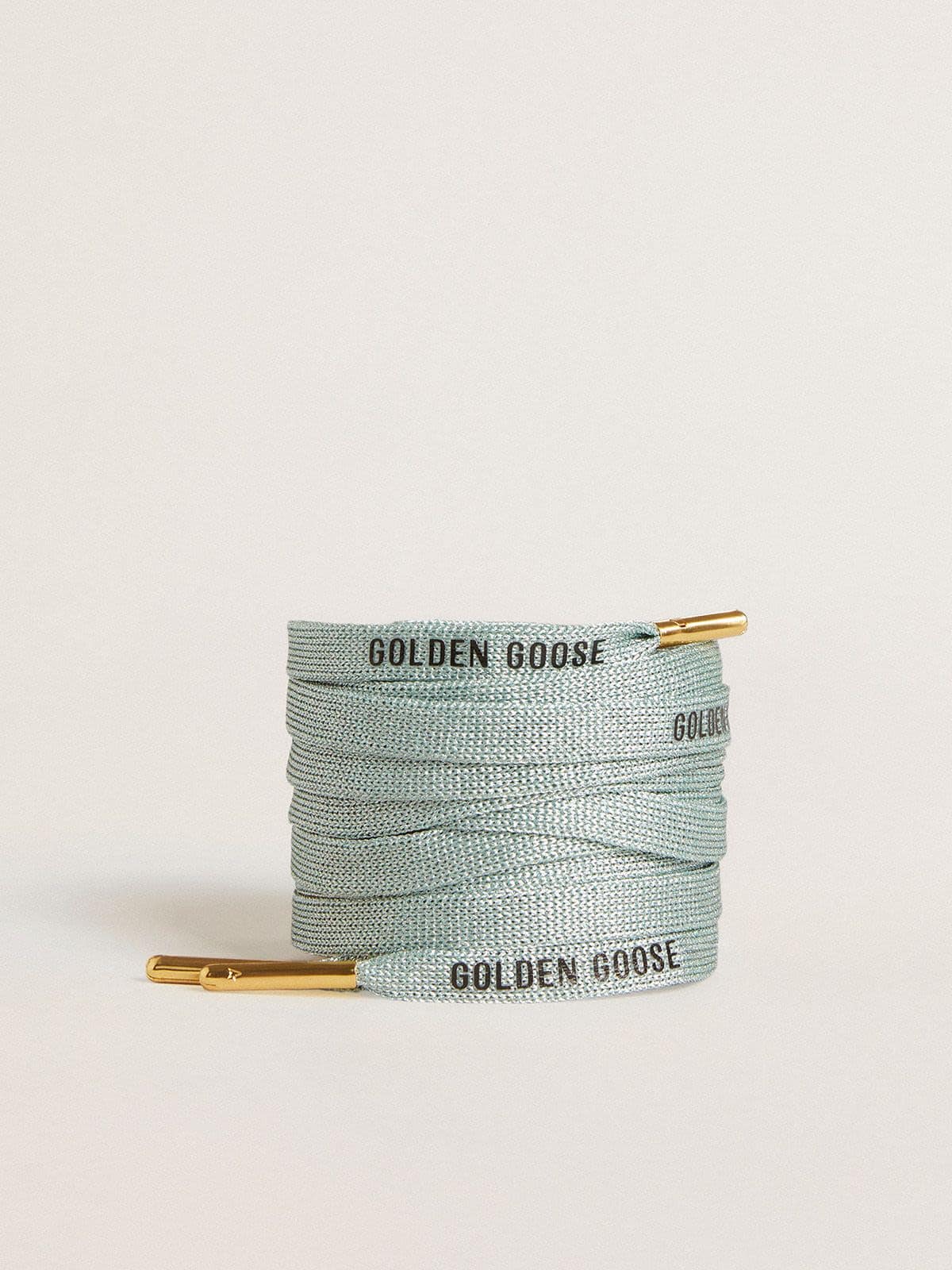 Golden Goose Lacci in lurex color grigio con logo nero a contrasto