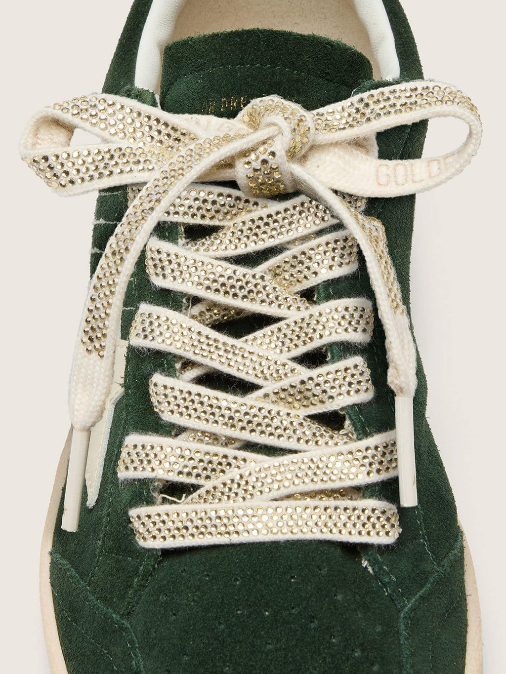Golden Goose Lacci in cotone e cristalli Swarovski argento con logo color oro