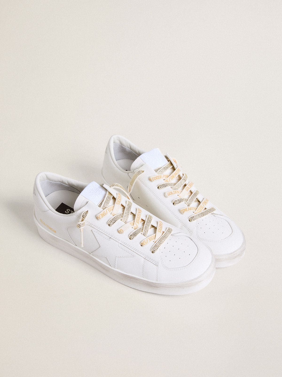 Golden Goose Lacci in cotone e cristalli Swarovski argento con logo color oro