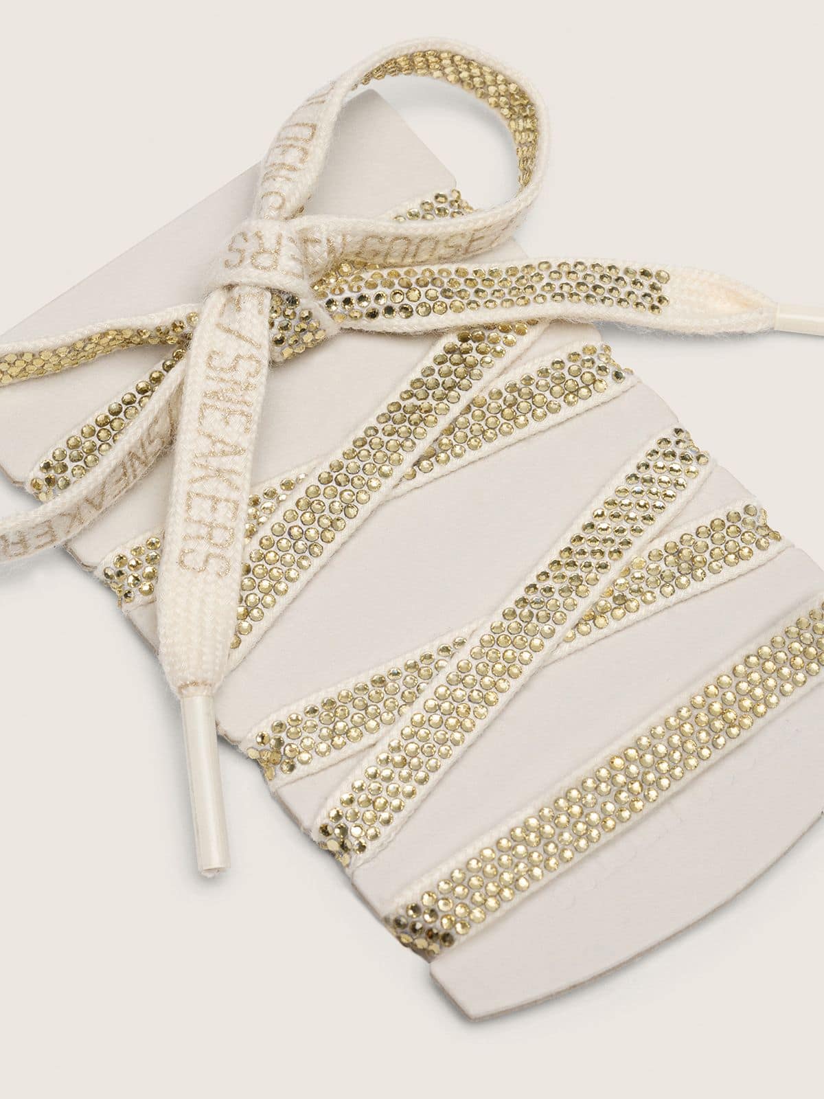 Golden Goose Lacci in cotone e cristalli Swarovski argento con logo color oro