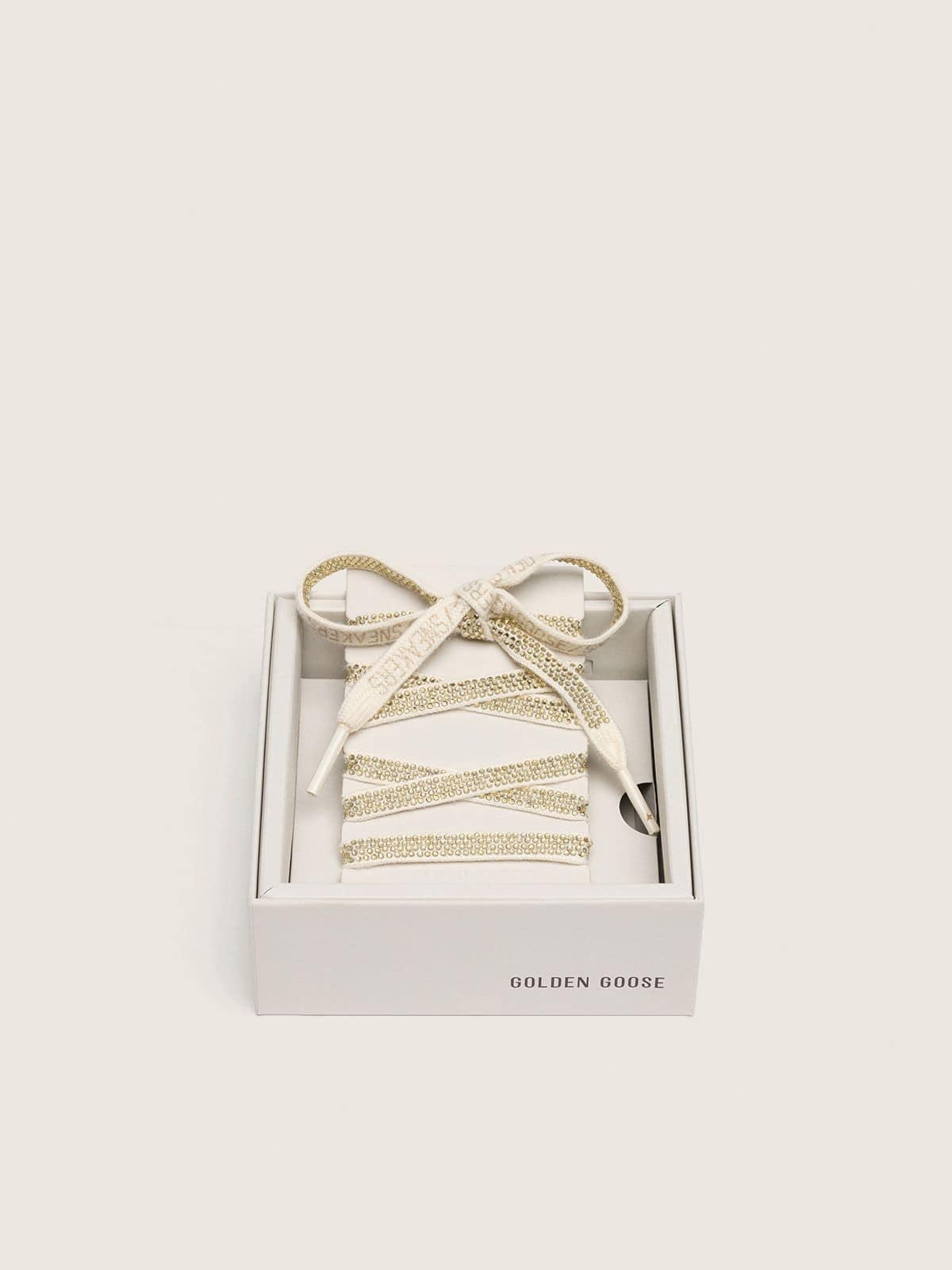 Golden Goose Lacci in cotone e cristalli Swarovski argento con logo color oro