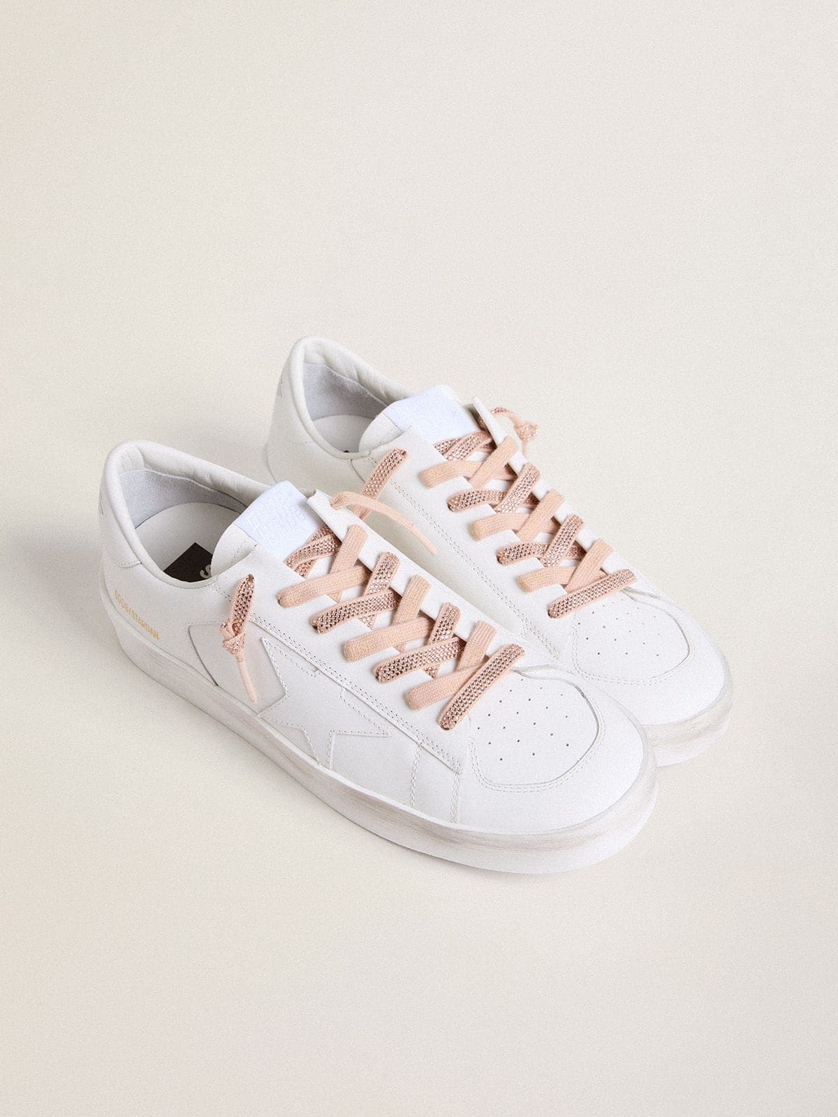 Golden Goose Lacci in cotone e cristalli Swarovski argento con logo color oro