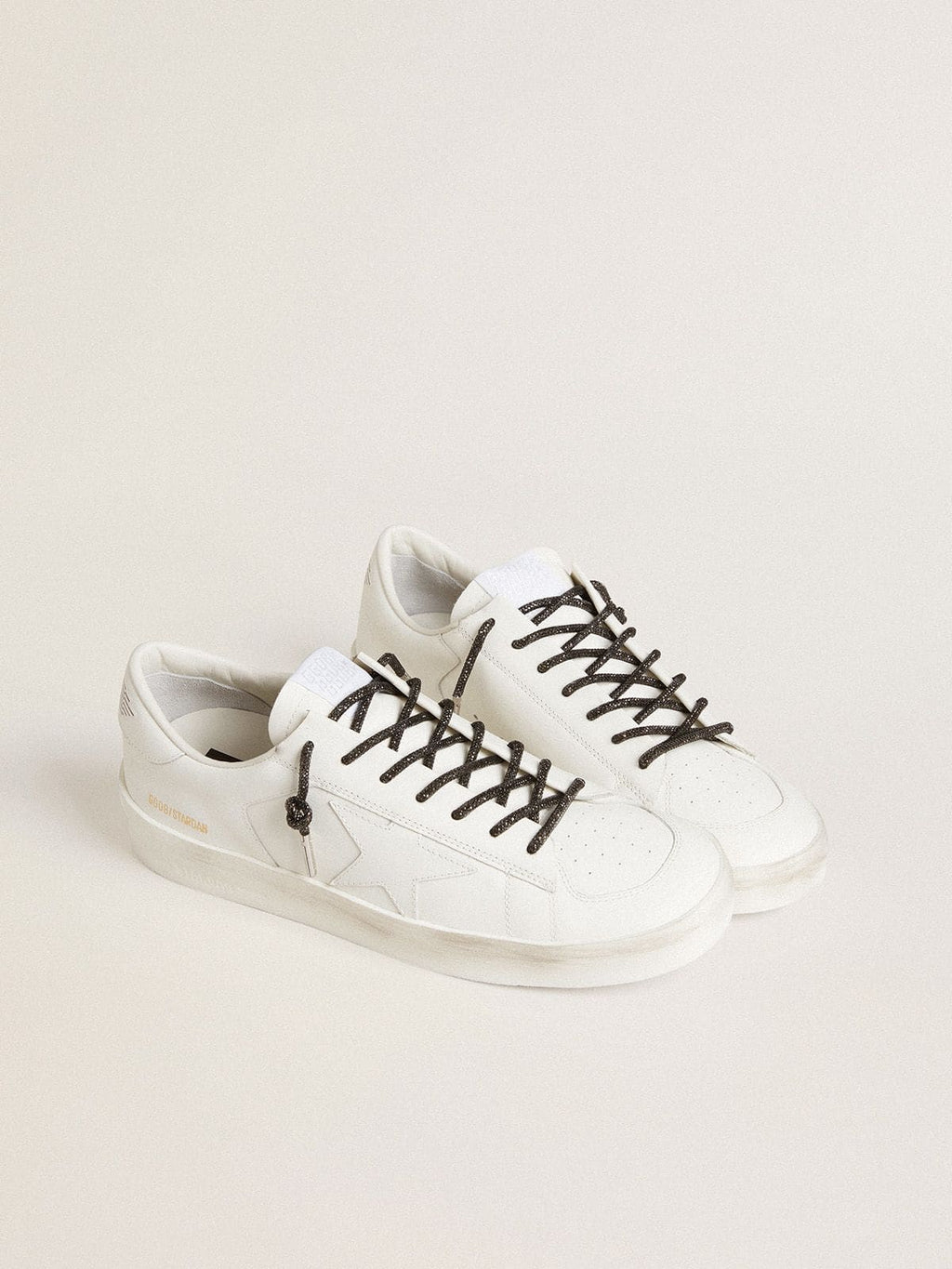 Golden Goose Lacci neri con strass Swarovski color argento