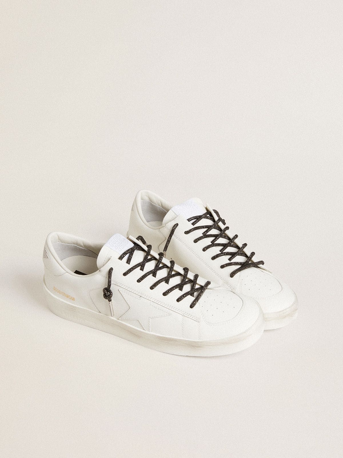 Golden Goose Lacci neri con strass Swarovski color argento