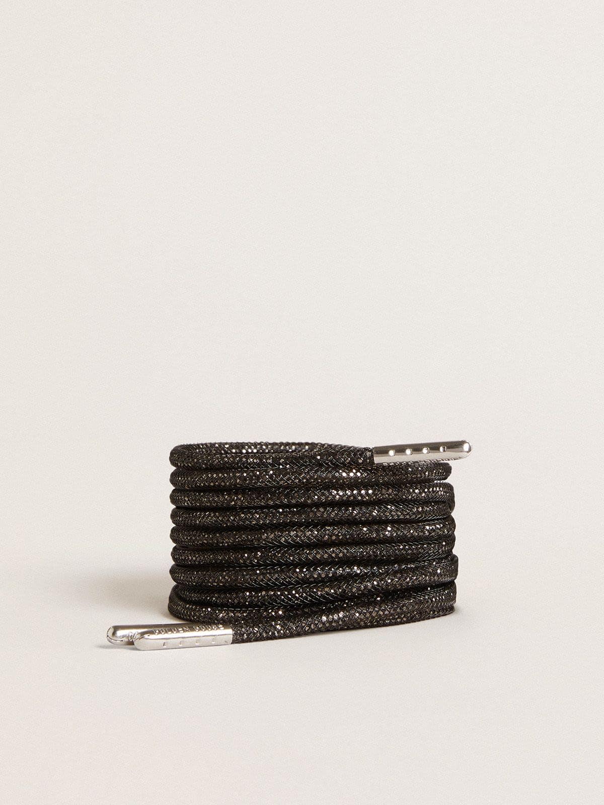 Golden Goose Lacci neri con strass Swarovski color argento