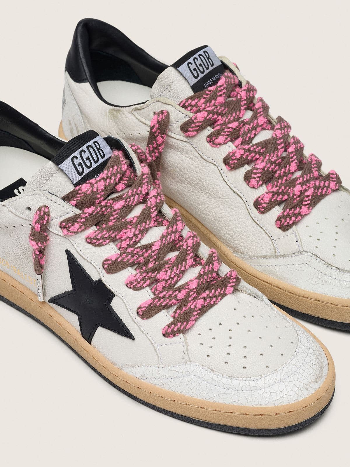 Golden Goose Laccio tartan marrone scuro e rosa