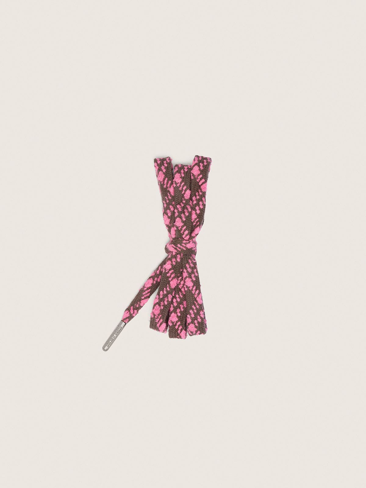 Golden Goose Laccio tartan marrone scuro e rosa