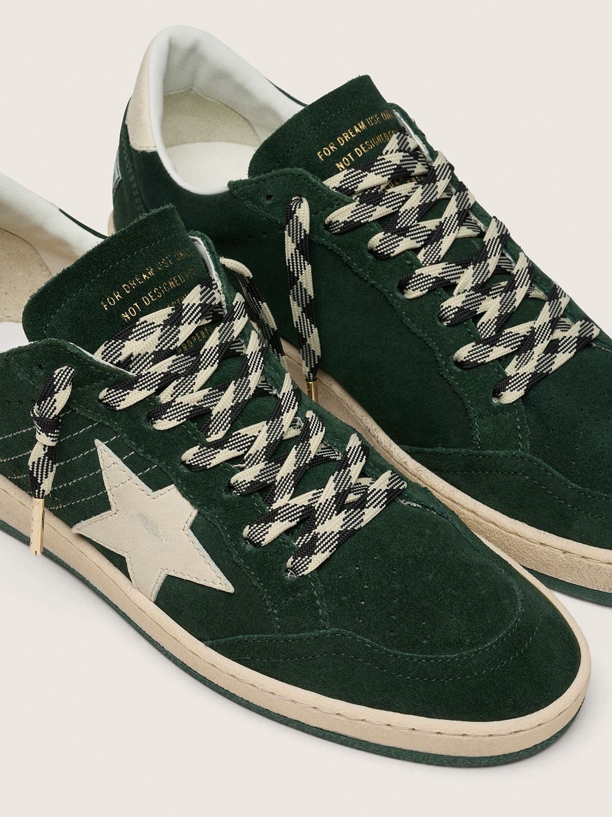 Golden Goose Laccio a quadri color panna e nero