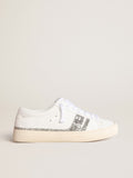 Golden Goose Sneaker Yatay Model 1b Sostenibile con Tomaia Bio Based Bianca e Y in Glitter Argento Riciclato