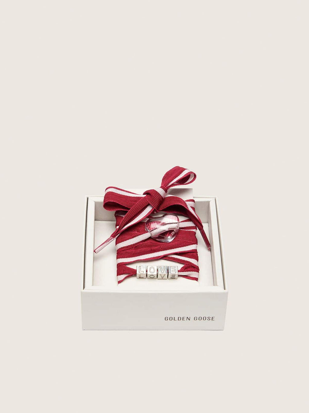 Golden Goose Skins laccio a righe bianche e rosse con charm applicati