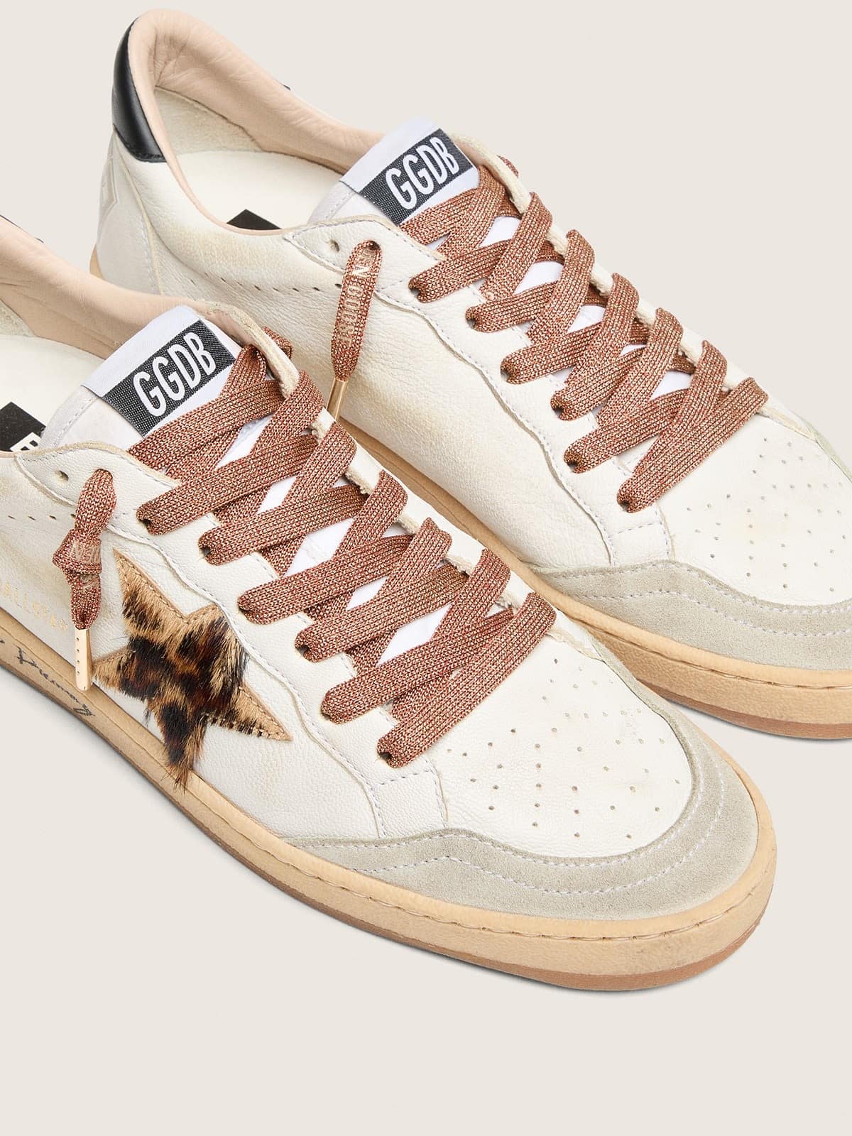 Golden Goose Laccio in lurex color pesca con dettagli oro