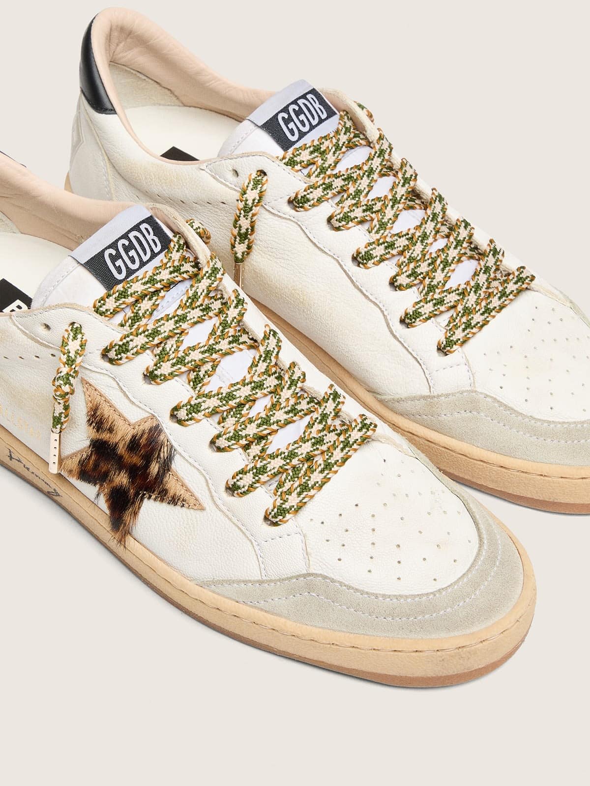 Golden Goose Lacci in corda color crema, verde oliva e ocra con dettagli argento