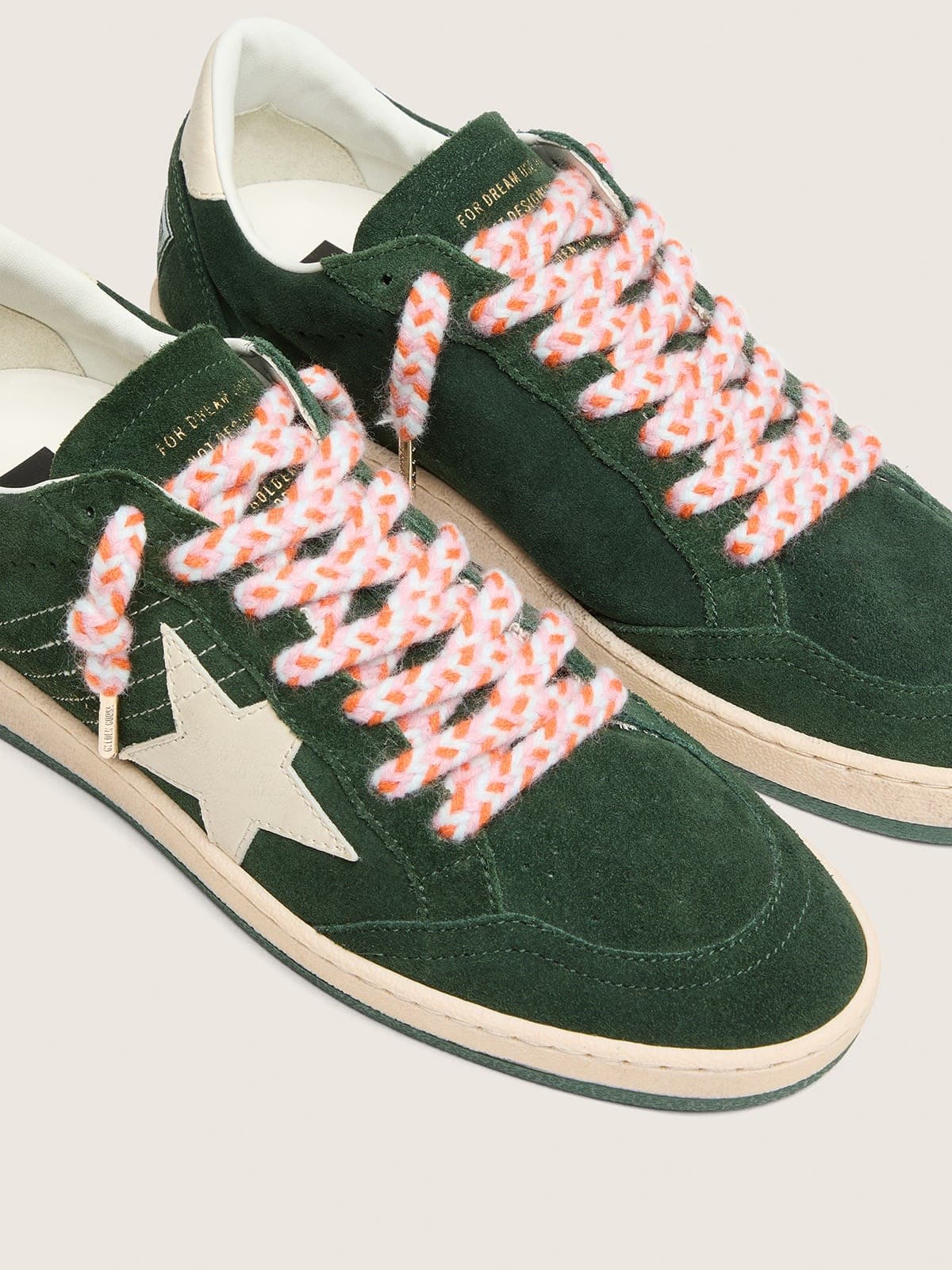 Golden Goose Lacci puffy multicolor verde acqua, lilla e arancione con dettagli argento