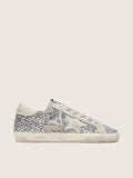 Golden Goose Super-Star Donna in Glitter Argento con Stella in Suede Grigio Ghiaccio