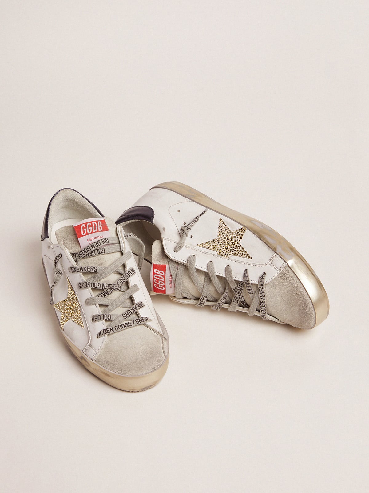 Golden Goose Super-Star Donna  con Talloncino Blu e Stella in Cristalli Swarovski