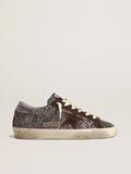 Golden Goose Super-Star in Glitter con Stella Marrone e Talloncino Lilla
