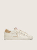Golden Goose Super-Star Donna in Pelle Color Bianco Vissuto e Stella Ton Sur Ton