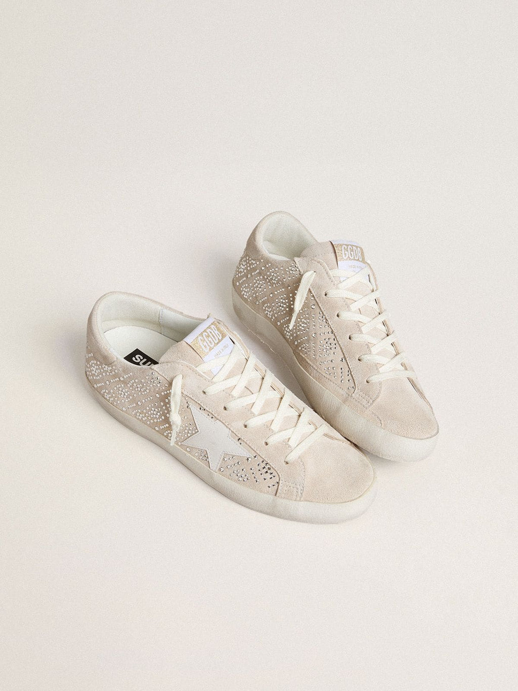 Golden Goose Super-Star Ltd Donna in Suede con Cristalli Swarovski e Stella in Pelle Color Ghiaccio