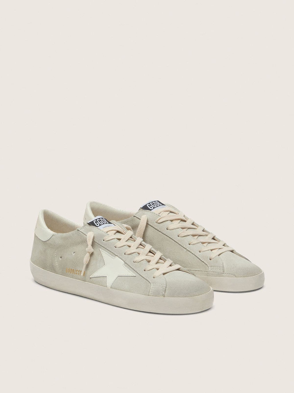 Golden Goose Super-Star Donna in Suede Grigio Chiaro con Stella in Pelle Bianca