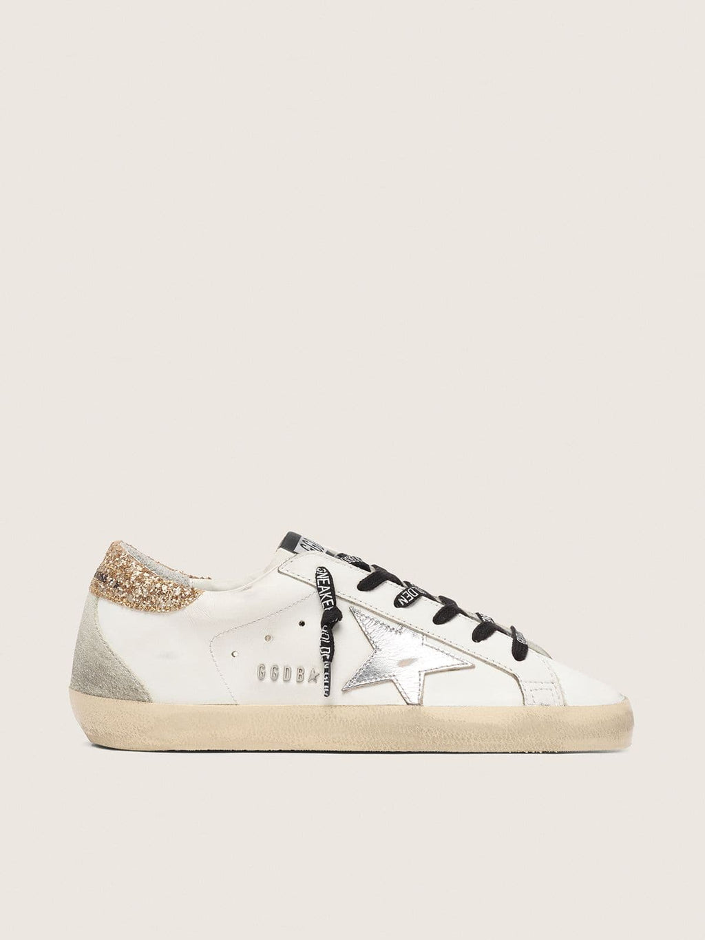 Golden Goose Super-Star Donna Bianche in Pelle con Talloncino Glitter