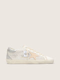 Golden Goose Super-Star Donna  con Cristalli Swarovski e Stella in Pelle Grigio Fumo