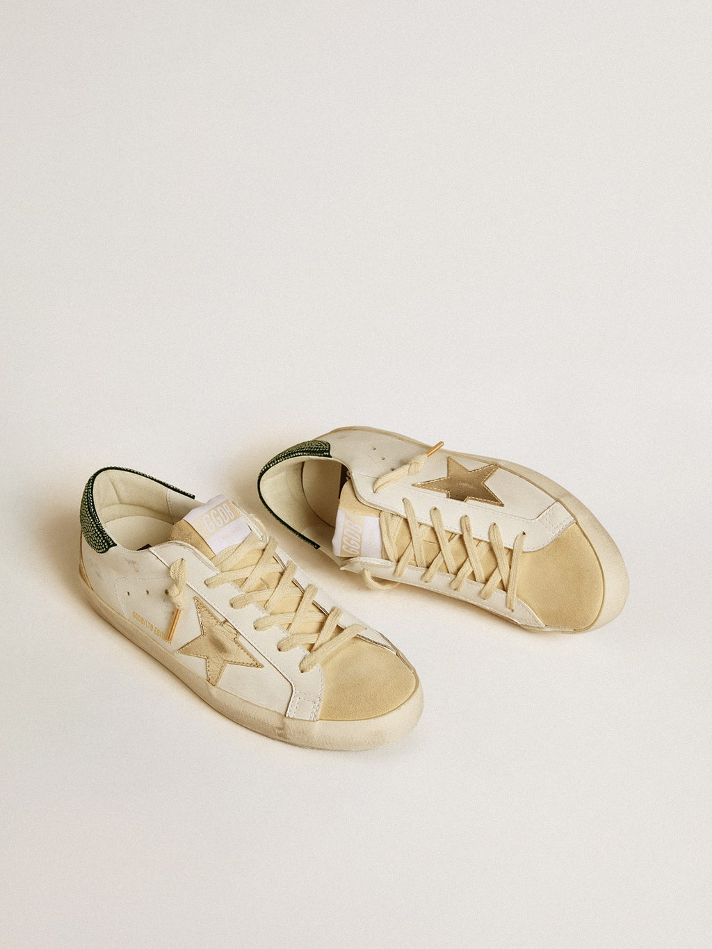 Golden Goose Super-Star Ltd Donna con Stella in Pelle e Talloncino con Cristalli Swarovski