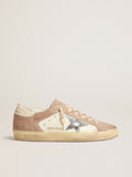 Golden Goose Super-Star Donna in Suede Rosa con Stella in Pelle Laminata Argento