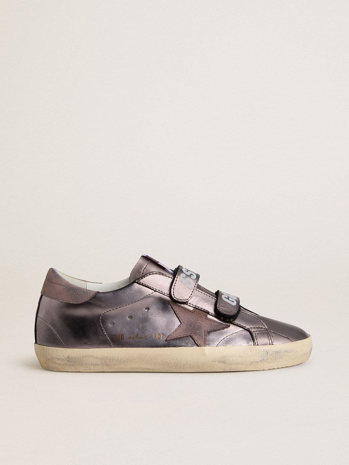 Golden Goose Old School Donna in Pelle Laminata Viola con Stella e Talloncino in Nabuk Lilla