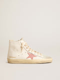 Golden Goose Francy in Nappa Crema con Stella in Pelle con Stampa Coccodrillo Rosa