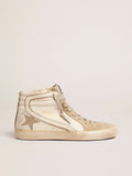 Golden Goose Slide Donna con Stella in Suede Grigio Ghiaccio e Virgola Bianca