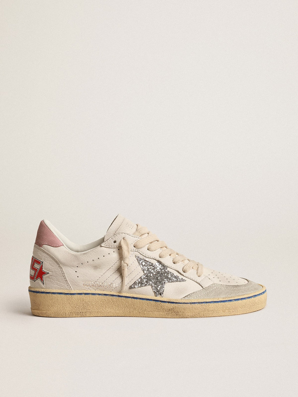 Golden Goose Ball Star  con Stella in Glitter e Talloncino in Suede Rosa