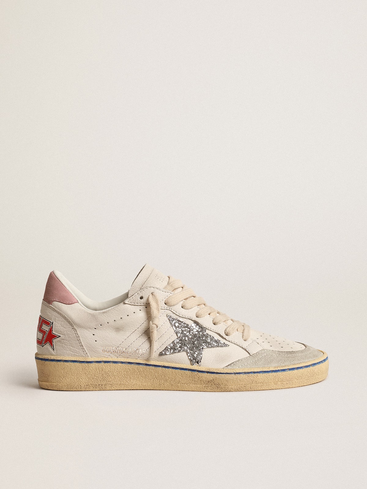 Golden Goose Ball Star  con Stella in Glitter e Talloncino in Suede Rosa