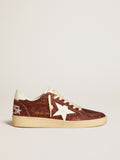 Golden Goose Ball Star in Glitter Bordeaux con Stella e Talloncino in Pelle Bianca