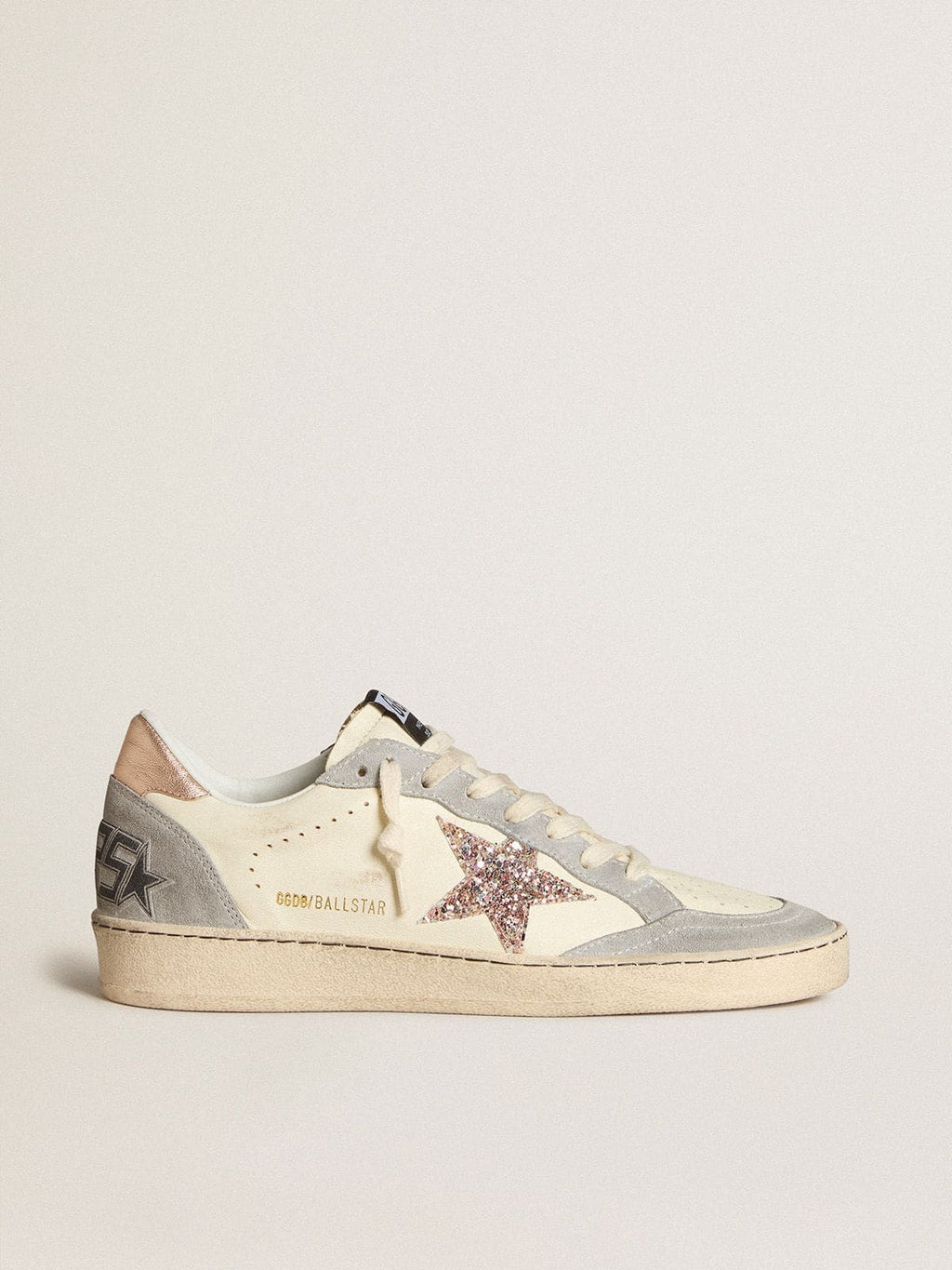 Golden Goose Ball Star in Nappa con Stella in Glitter e Talloncino Laminato