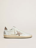 Golden Goose Ball Star Wishes Donna in Pelle Bianca con Stella in Pelle Laminata Bronzo