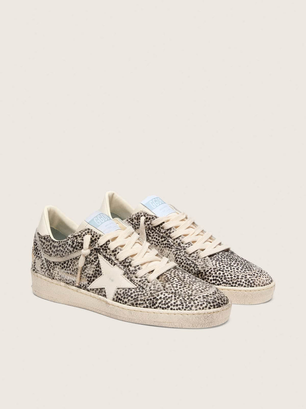 Golden Goose Ball Star Ltd Donna in Cavallino Leo con Stella in Pelle Color Crema