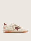 Golden Goose Ball Star Donna in Pelle Bianca con Stella e Talloncino in Pelle Color Ruggine
