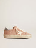 Golden Goose Hi Star Donna in Suede Rosa con Stella Crema e Talloncino in Pelle Argento